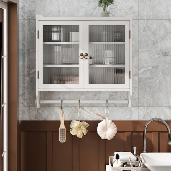 24.80 in. W x 7.08 in. D x 23.62 in. H Sideboard Bathroom Storage Wall Cabinet in White for Bathroom, Kitchen