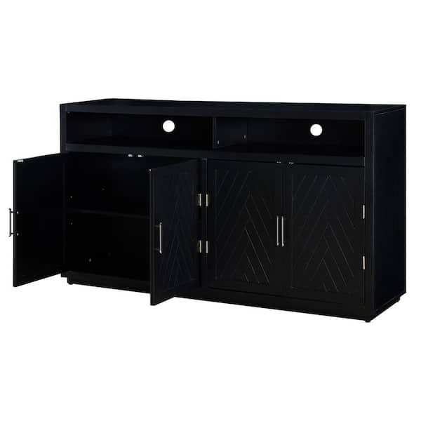 Runesay 60 in. W x 15.7 in. D x 33.9 in. H White MDF Ready to Assemble Kitchen Cabinet Sideboard with 2 Drawers and 4 Doors