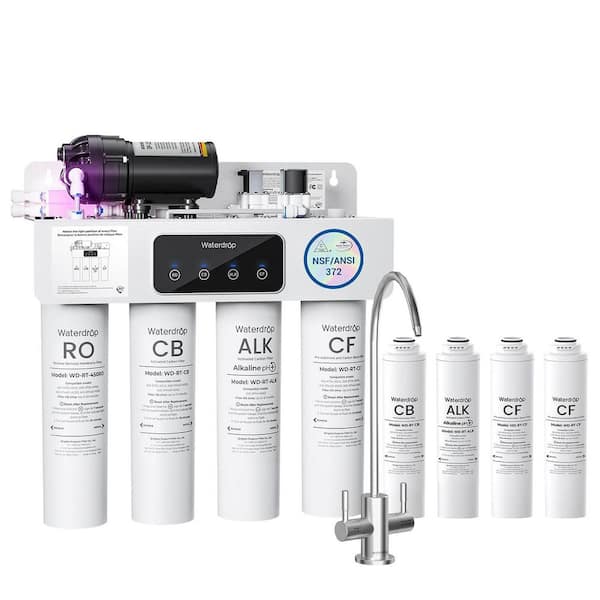 WD-T4-A Alkaline pH + Undersink RO Filtration System 10-Stage 450GPD Extra 1-Year Combo Filter (2CF + 1CB Plus 1ALK)