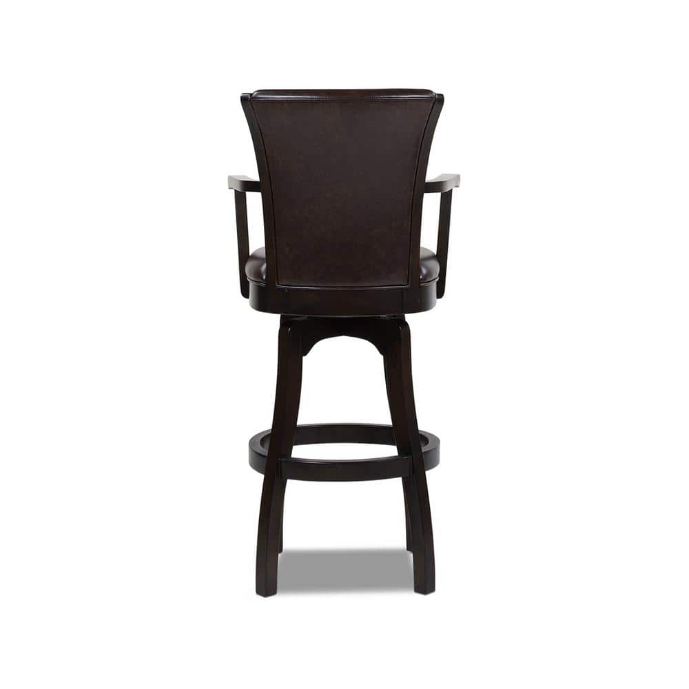 Williams 31" Vintage Brown Faux Leather Swivel Bar Stool with Armrests