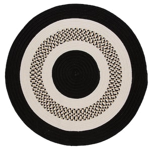 Spiral II Black 4 ft. x 4 ft. Indoor/Outdoor Patio Round Area Rug