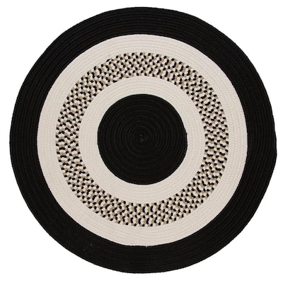 Spiral II Black 10 ft. x 10 ft. Round Indoor/Outdoor Area Rug