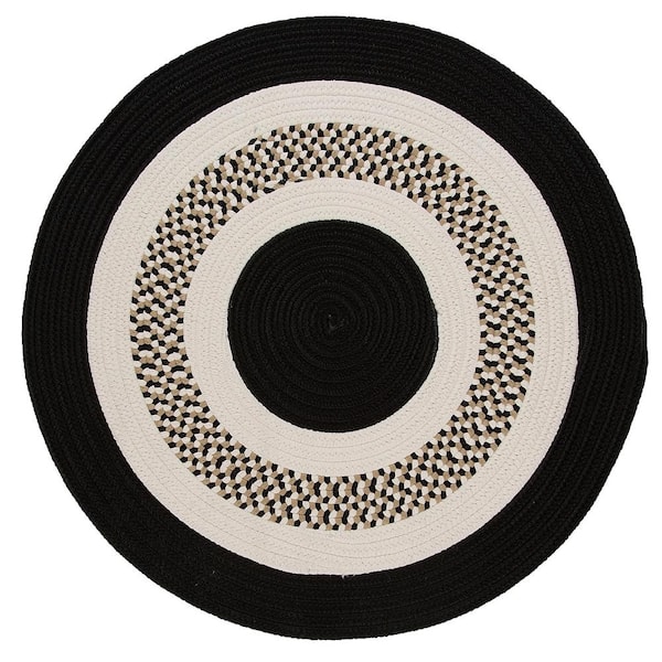 Home Decorators Collection Spiral II Black 10 ft. x 10 ft. Round Indoor/Outdoor Patio Area Rug