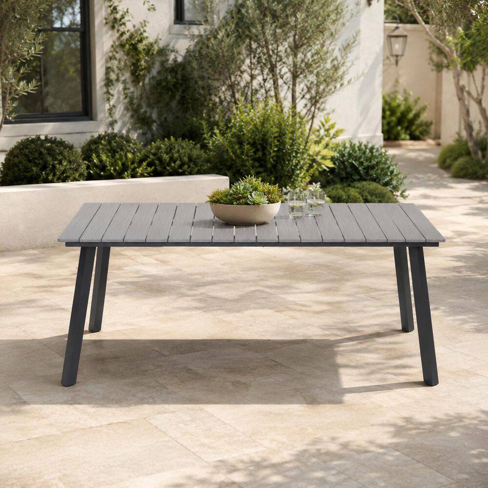 70 in. L x 33 in. W Metal Outdoor Dining Table Rectangular Patio Table with Umbrella Hole