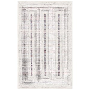 Metro Red/Ivory 6 ft. x 9 ft. Geometric Striped Area Rug