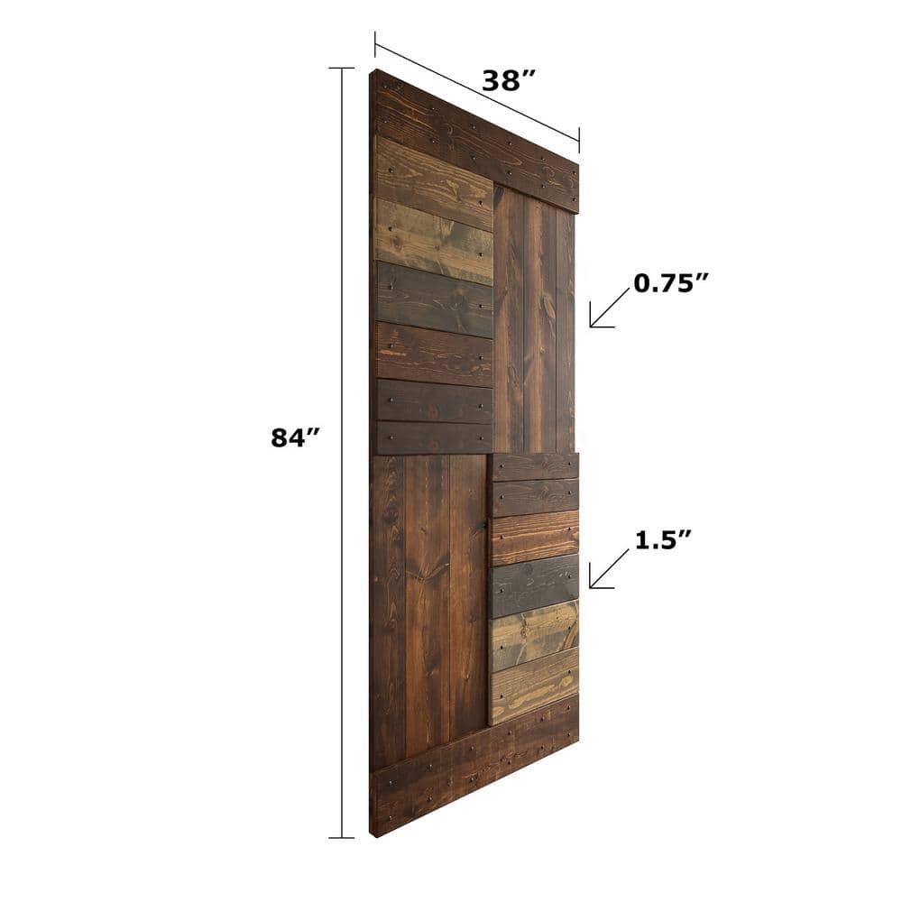 Multi-Color Solid Wood Designer Barn Door Kit with Matte Black Hardware