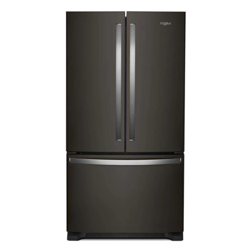 35 in. 20 cu. ft. counter depth French Door Bottom Mount Refrigerator in Black Stainless with Elevated Deli Drawer