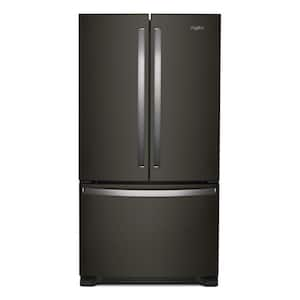 35 in. 20 cu. ft. counter depth French Door Bottom Mount Refrigerator in Black Stainless with Elevated Deli Drawer