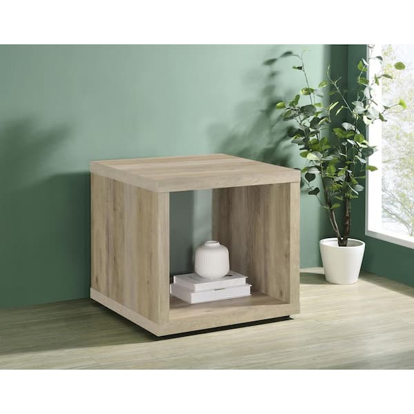 Coaster Frisco 23.5 in Distressed Pine Square Wood Side End Table