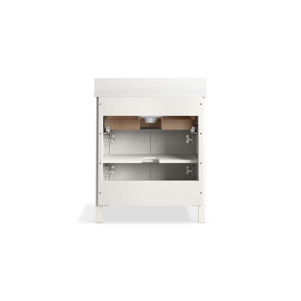 White 30" Freestanding Bathroom Vanity with Quartz Top