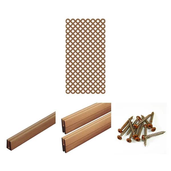 4 ft. x 8. ft California Redwood Classic Diamond Vinyl Lattice Panel with Color Matched Screws, Cap and Divider Molding