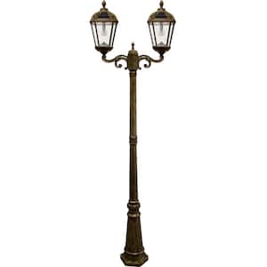 Royal Bulb Series 2-Light Weather Resistance Bronze Integrated LED Outdoor Solar Lamp Post Light Set with Light Bulb