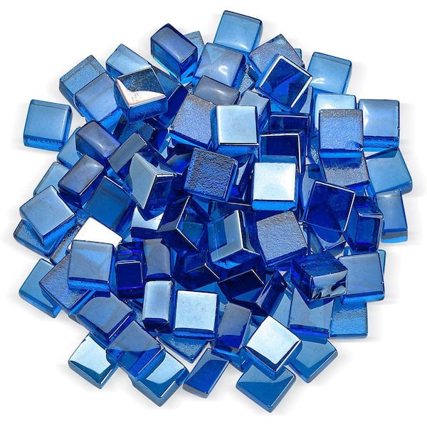 Unbranded Pacific Blue Luster 2.0 Cube Fire Glass 10 lbs. Jar