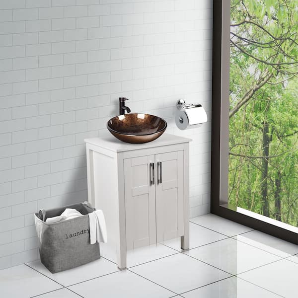 Modern Bathroom Vanity with Ceramic Basin, Gray Storage Cabinet with Soft  Closing, Cold and Hot Faucet Sink Combo,with Mirror Bathroom Sink (Color 