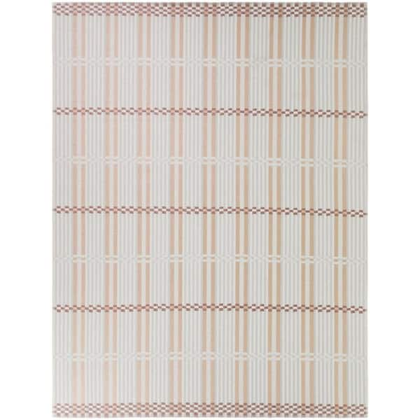 Vesely Coral 5 ft. 3 in. x 7 ft. Scandinavian Grid Indoor/Outdoor Area Rug