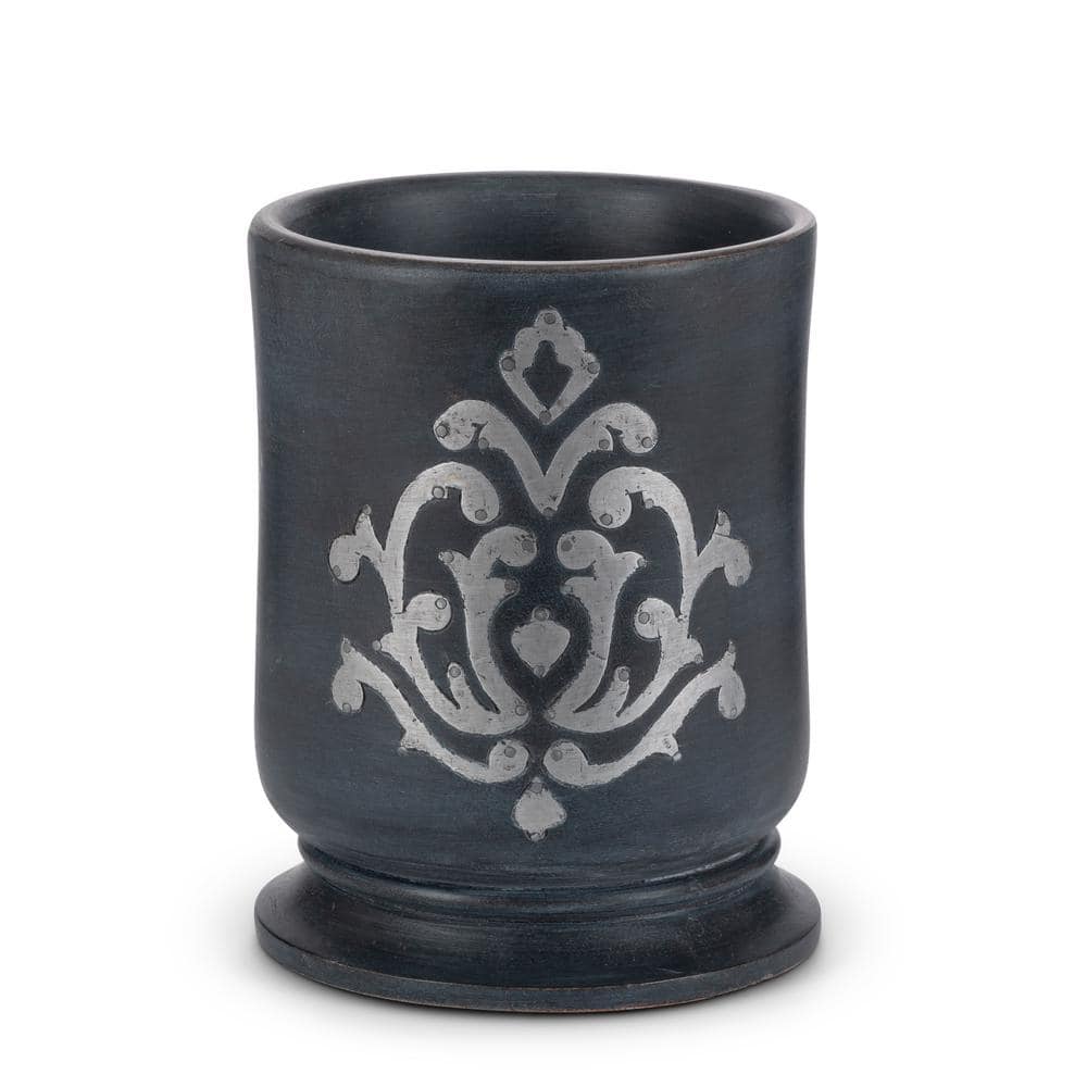 French Grey Embossed Stripe Utensil Holder - Magnolia