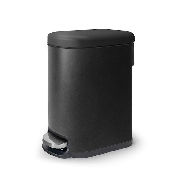 ACENTO Curved Rectangular 5 L/1.3 Gal. Pedal Trash Bin with Soft Close Lid in Matte Black