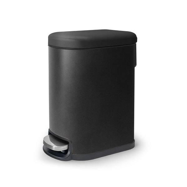 ACENTO Curved Rectangular 5 L/1.3 Gal. Pedal Trash Bin with Soft Close Lid in Matte Black