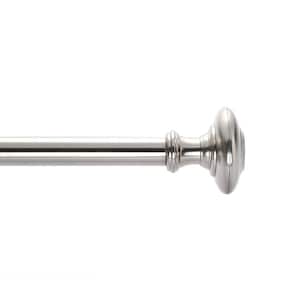 72 in. - 144 in. Adjustable Single Curtain Rod 1 in. Dia. in Brushed Nickel with Knob finials