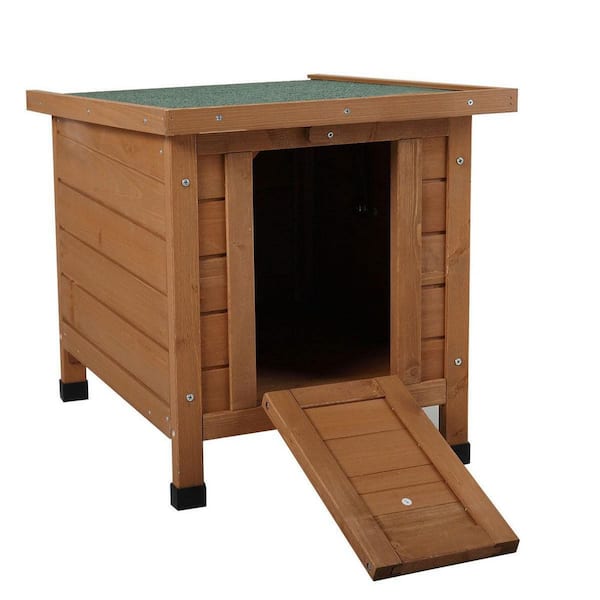 Unbranded Wooden Small Pet Hutch with Weatherproof Asphalt Roof
