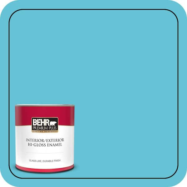 BEHR PREMIUM PLUS 1 qt. #P480-4 Rushing Stream Hi-Gloss Enamel Interior/Exterior Paint & Primer