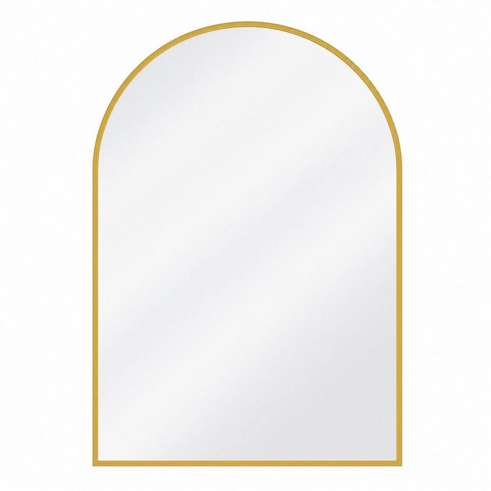 Gold 30 in. W x 40 in. H Arched Modern Aluminum Alloy Framed Wall Bathroom Vanity Mirror price history on PriceWatchPro