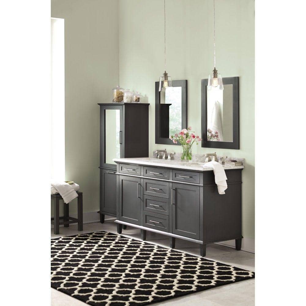 Dark Charcoal Rectangular Wood Bathroom Vanity Mirror