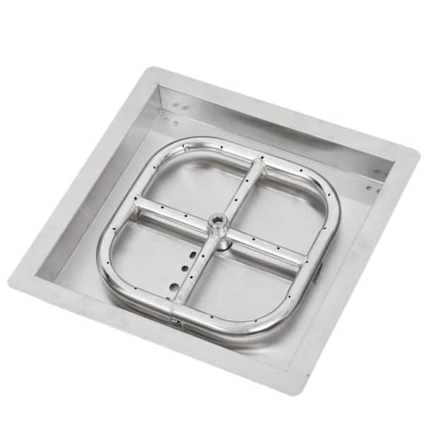 12 in. x 12 in. Outdoor Rectangular Stainless Steel Drop in Fire Pit Pan for Natural Gas and Liquid Propane