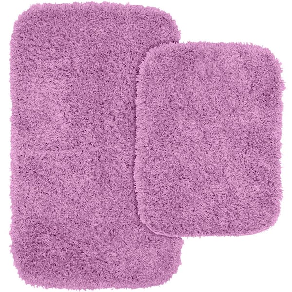 Jazz Purple 21 in. x 34 in. Washable Bathroom 2-Piece Rug Set