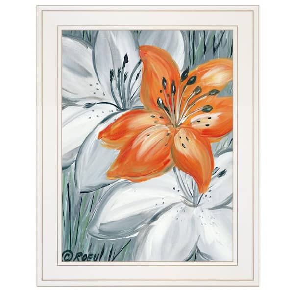HomeRoots Charlie Tiger Lily in Orange 1-Piece Framed Wall Art 19 in. x 15 in.