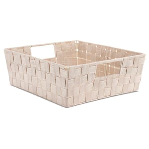 5 in. H x 15 in. W x 13 in. D Beige Fabric Cube Storage Bin