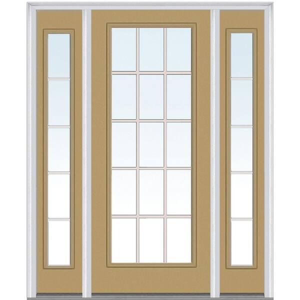 MMI Door 60 in. x 80 in. Internal Grilles Right-Hand Full Lite Clear Painted Fiberglass Smooth Prehung Front Door with Sidelites