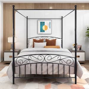 Black Canopy Metal Bed Frame