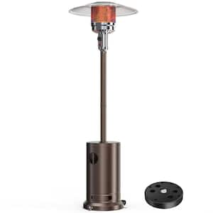 Propane Burner 48,000 BTU Double-Layer Stainless Steel Brown Propane Patio Heater with Wheels, Tabletop, Sand Box