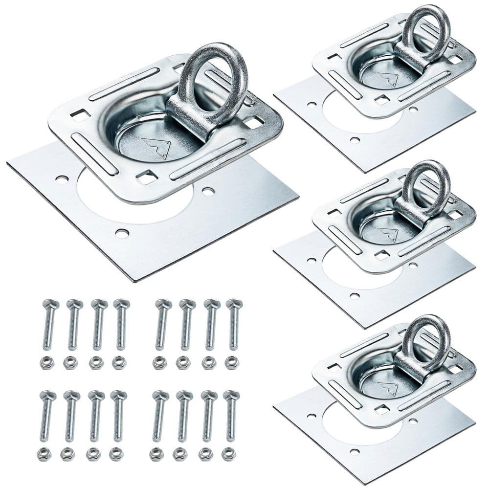 4-Piece Steel Recessed D-Ring Tie Down Anchors Kit with 6000 lb Capacity for Trailer Cargo Securement 4-Pack price history on PriceWatchPro