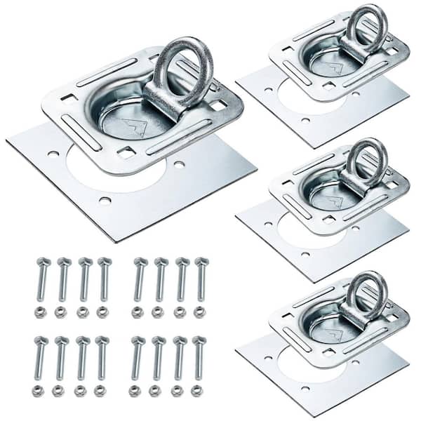 4-Piece Steel Recessed D-Ring Tie Down Anchors Kit with 6000 lb. Capacity for Trailer Cargo Securement 4-Pack