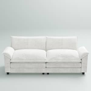 84 in. Deluxe Pillow-Styled Chenille Off White Loveseat, Available for Modular Sofa Set