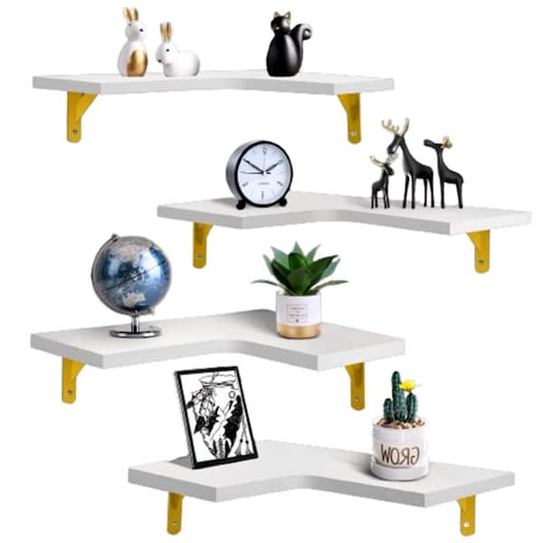 Unbranded 0.6 in. W x 16 in. D White Wall Mounted Wood Shelves Composite Decorative Wall Shelf, (Set of 4)