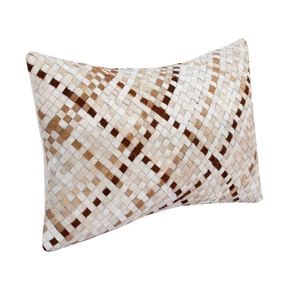 Ivory and Brown Textured Fur Throw Pillow