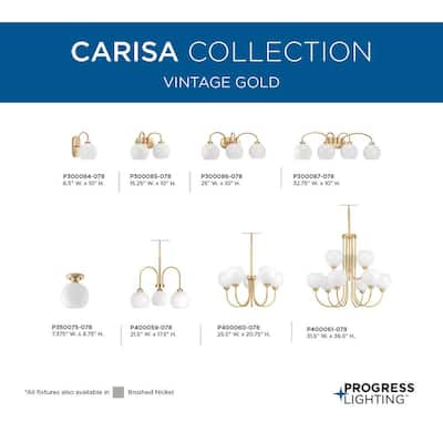 Carisa Collection 1-Light Vintage Gold Opal Glass Mid-Century Modern Bath Vanity Light