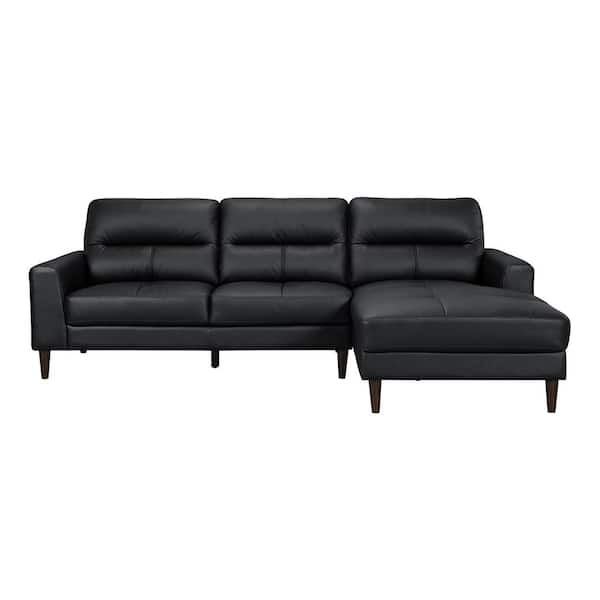 Lazzara Milford 96 in. Straight Arm 2-piece Leather Sectional Sofa