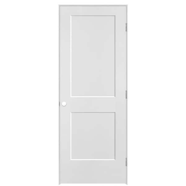 Masonite 30 in. x 80 in. 2-Panel Logan Left-Hand Solid Core Primed Molded Composite Single Prehung Interior Door