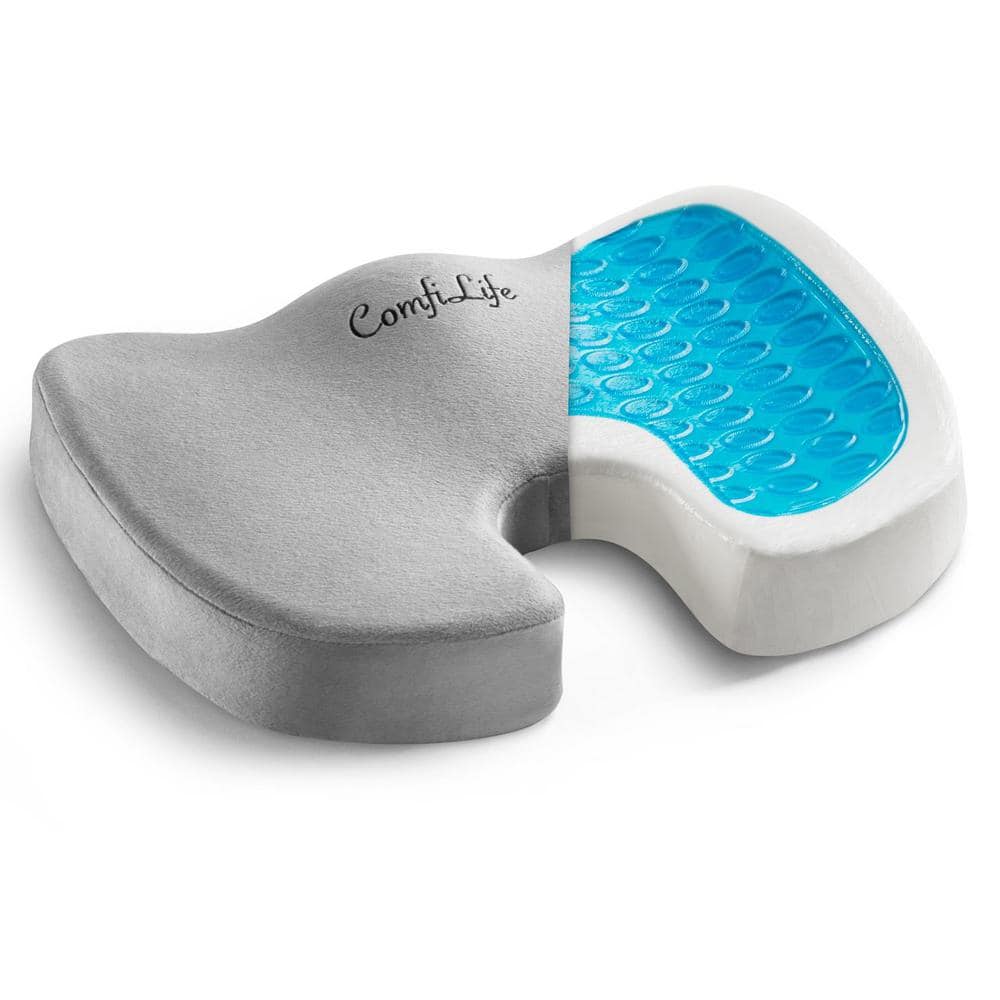 Node Gel-Enhanced Memory Foam Seat Cushion, Gray Velour Ergonomic
