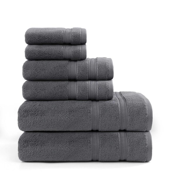 Harborside Charcoal Grey 6-Piece Terry Cotton Towel Set