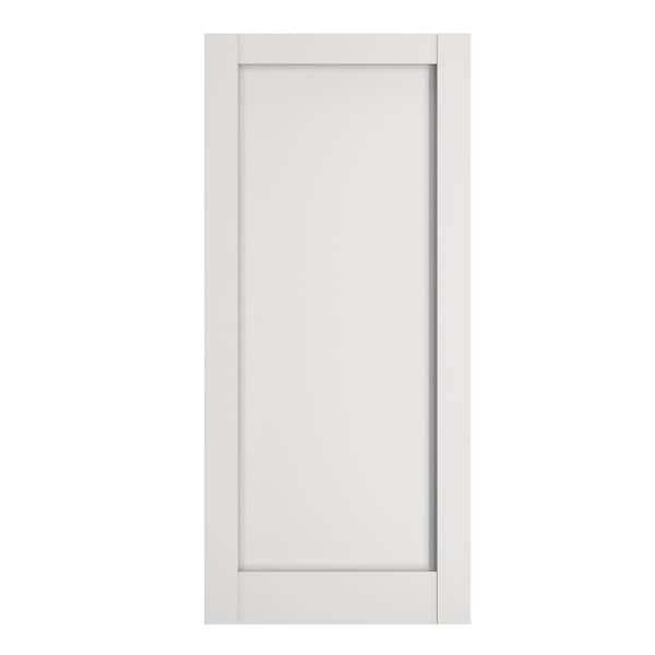 30 in. x 80 in. 1-Panel Solid Core Shaker White Primed Composite MDF Wood Interior Door Slab