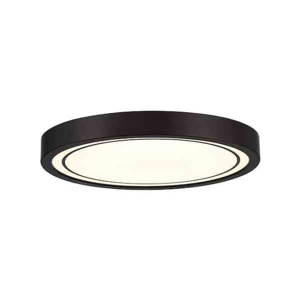 High Life 13 in. Modern Matte Black Integrated Selectable White LED Flush Mount for Bedrooms