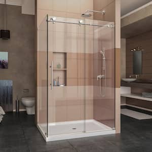 Enigma-X 32 1/2 in. D x 48 3/8 in. W x 76 in. H Frameless Corner Sliding Shower Enclosure in Polished Stainless Steel