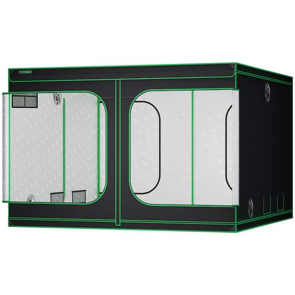 10 ft. x 10 ft. High Reflective Mylar Grow Tent with Observation Window and Floor Tray for Hydroponics Indoor Plan