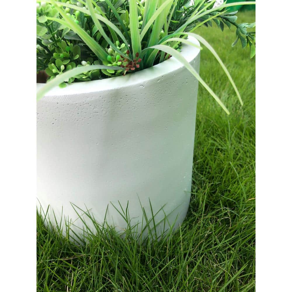 Set of 3 Pure White Lightweight Concrete Cylinder Planters