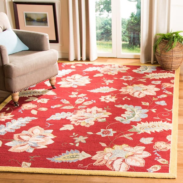 Chelsea Red Doormat 3 ft. x 4 ft. Floral Area Rug